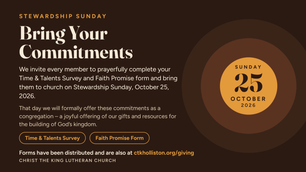 Stewardship Sunday – Oct 25